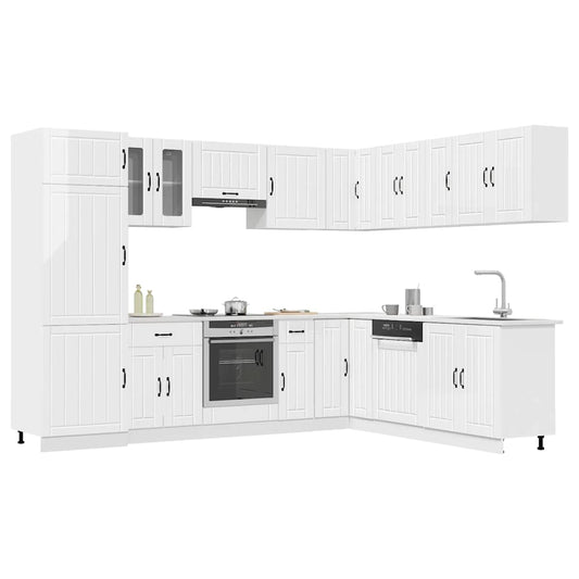 vidaXL 14 Piece Kitchen Cabinet Set "Lucca" Gloss White Engineered Wood 1