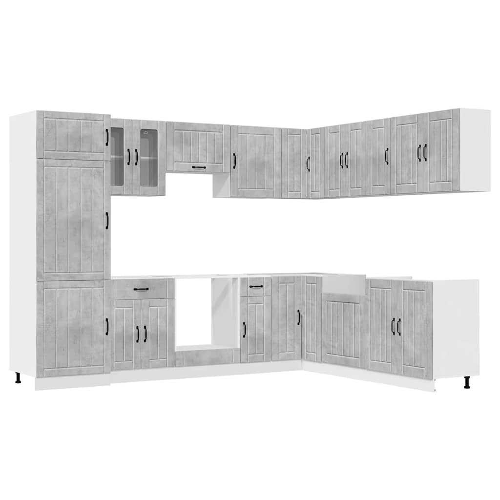vidaXL 14 Piece Kitchen Cabinet Set "Lucca" Concrete Grey 2