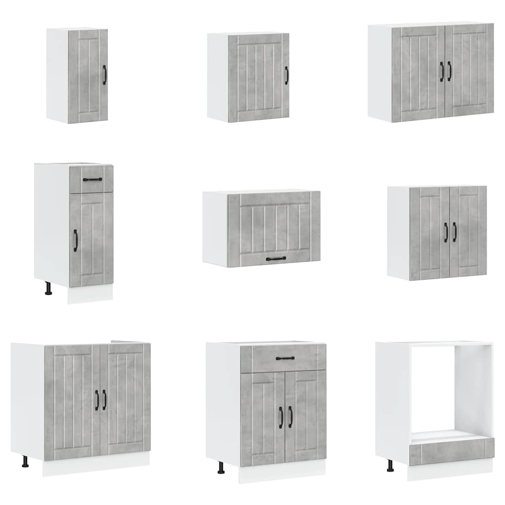 vidaXL 14 Piece Kitchen Cabinet Set "Lucca" Concrete Grey 4