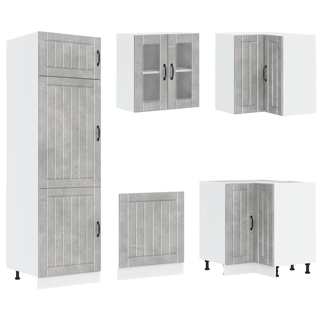 vidaXL 14 Piece Kitchen Cabinet Set "Lucca" Concrete Grey 5