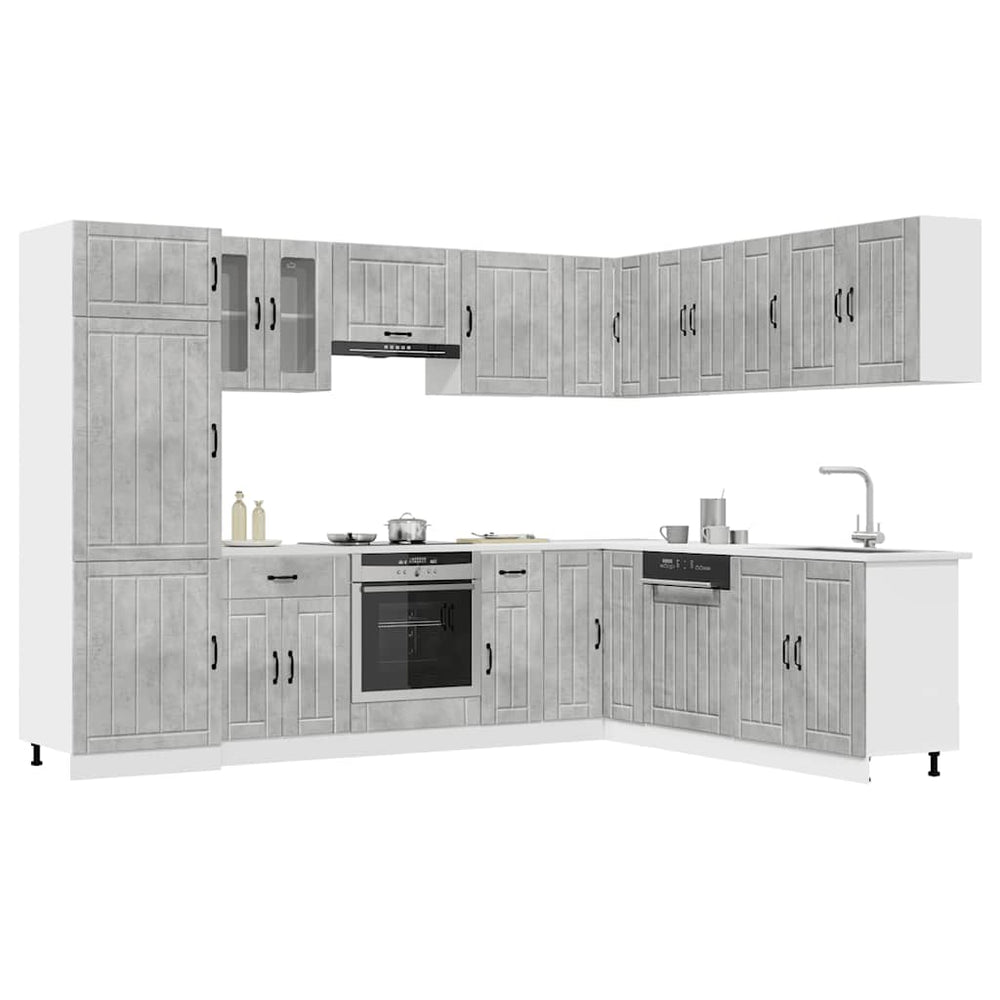 vidaXL 14 Piece Kitchen Cabinet Set "Lucca" Concrete Grey