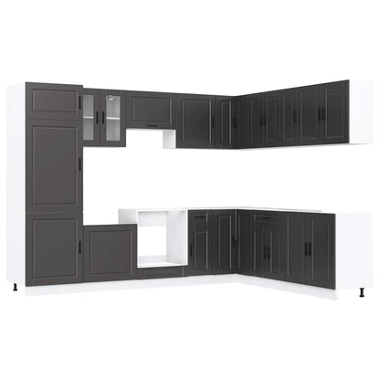 14 Piece Kitchen Cabinet Set "Porto" Engineered Wood Black