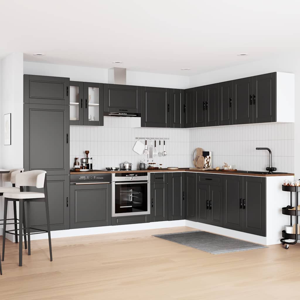 14 Piece Kitchen Cabinet Set "Porto" Engineered Wood Black