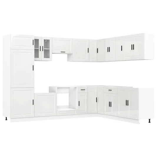 vidaXL 14 Piece Kitchen Cabinet Set "Porto" Gloss White Engineered Wood 2