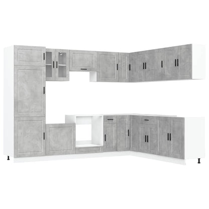 14 Piece Kitchen Cabinet Set "Porto" Engineered Wood Concrete grey