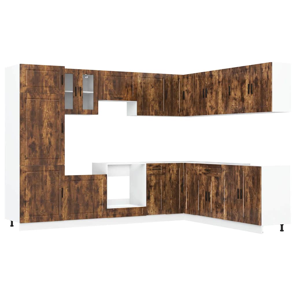 vidaXL 14 Piece Kitchen Cabinet Set "Porto" Smoked Oak Engineered Wood 2