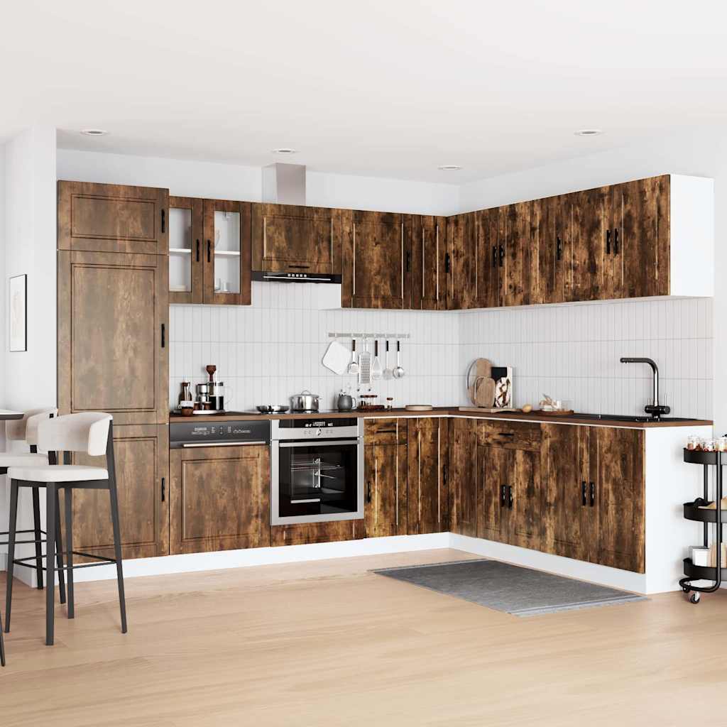 vidaXL 14 Piece Kitchen Cabinet Set "Porto" Smoked Oak Engineered Wood 3
