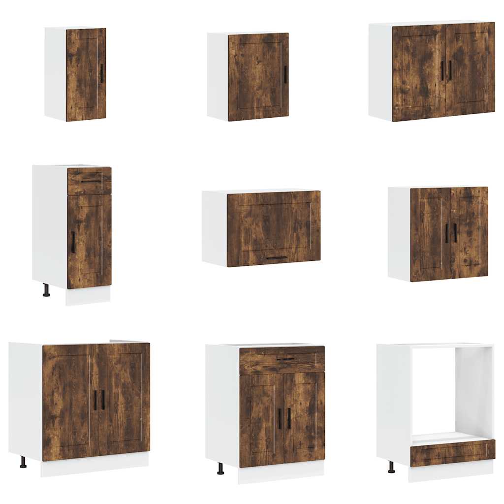 vidaXL 14 Piece Kitchen Cabinet Set "Porto" Smoked Oak Engineered Wood 4