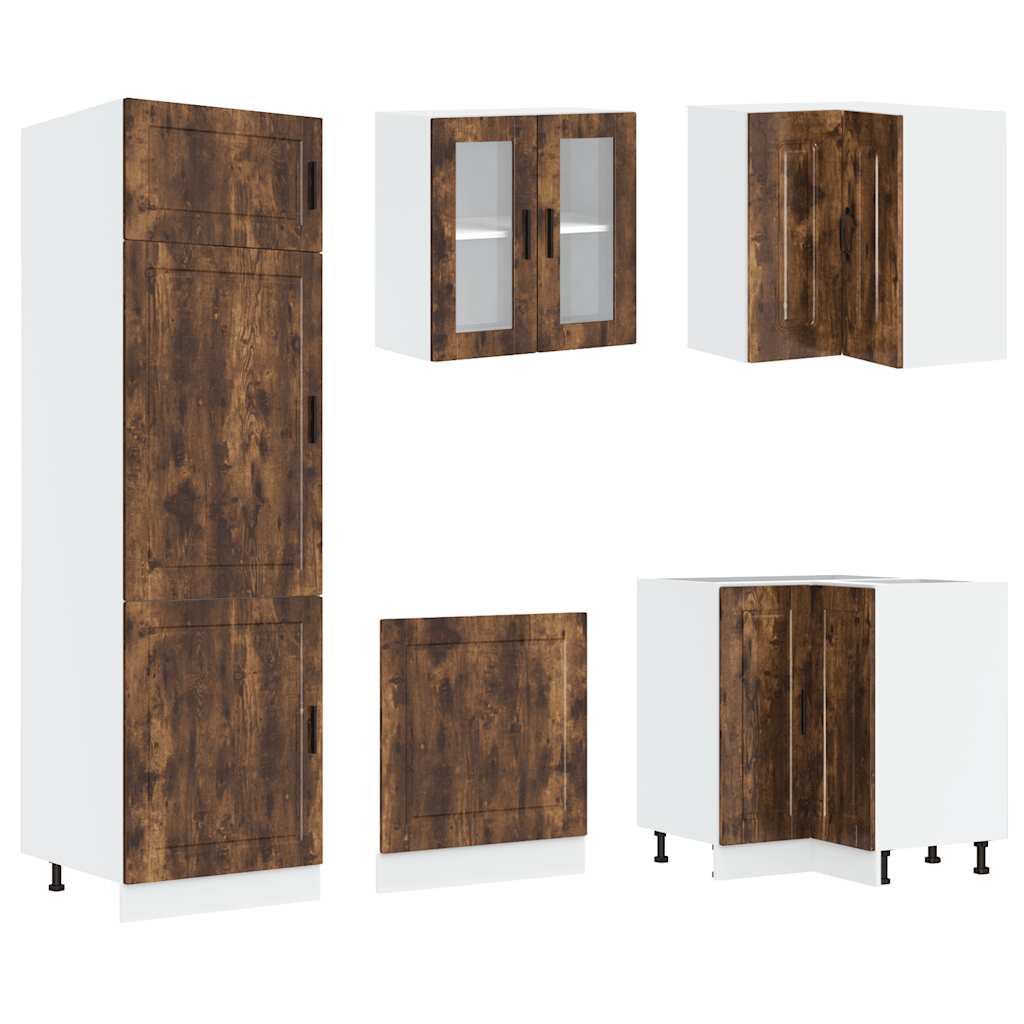 vidaXL 14 Piece Kitchen Cabinet Set "Porto" Smoked Oak Engineered Wood 5