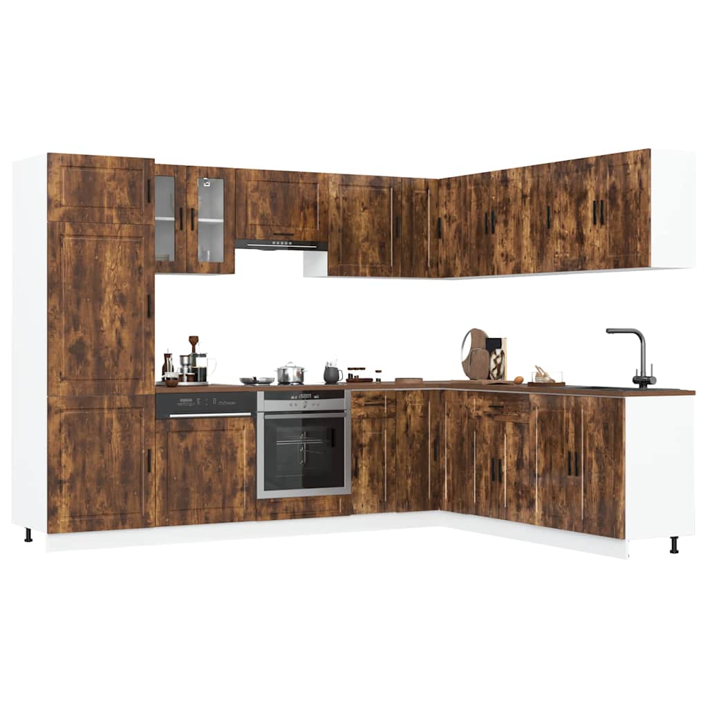vidaXL 14 Piece Kitchen Cabinet Set "Porto" Smoked Oak Engineered Wood 1