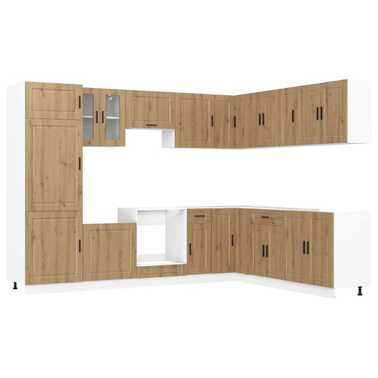 vidaXL 14 Piece Kitchen Cabinet Set "Porto" Artisan Oak Engineered Wood 2