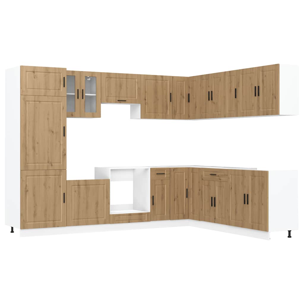 14 Piece Kitchen Cabinet Set "Porto" Engineered Wood Artisan oak