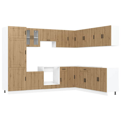 14 Piece Kitchen Cabinet Set "Porto" Engineered Wood Artisan oak