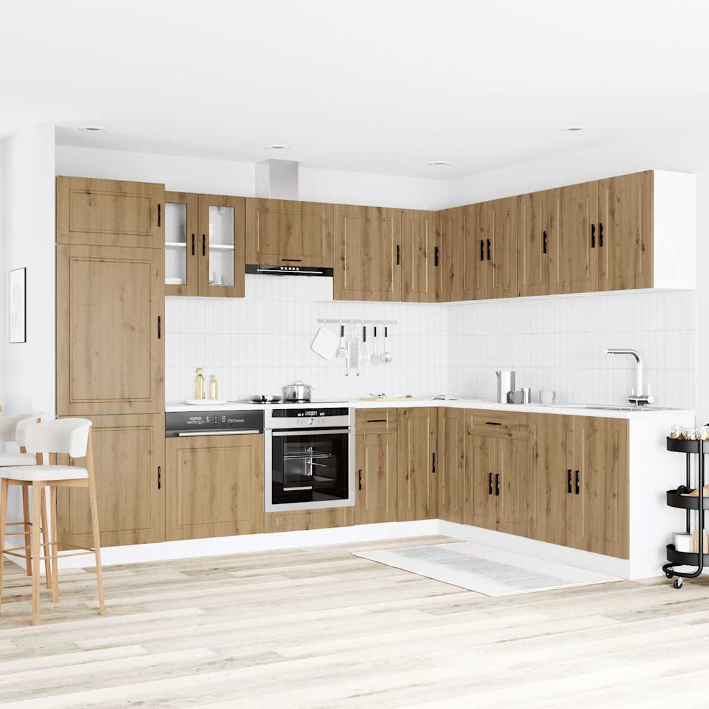 14 Piece Kitchen Cabinet Set "Porto" Engineered Wood Artisan oak