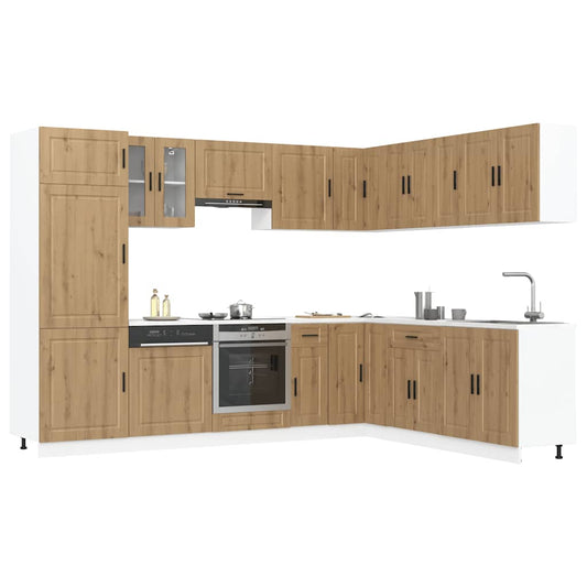 vidaXL 14 Piece Kitchen Cabinet Set "Porto" Artisan Oak Engineered Wood 1