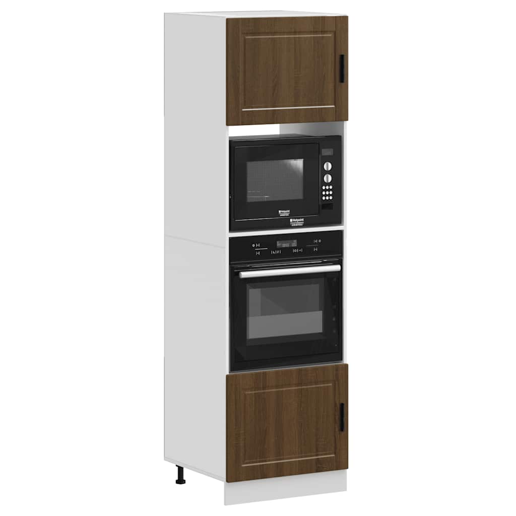 Kitchen Base Cabinet "Porto" Engineered Wood Brown Oak 1x oven cabinet 60 cm wide 207 cm high