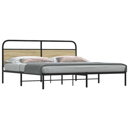 Bed Frame Without Mattress Engineered Wood Sonoma Oak Length 200 cm with Headboard 180 cm