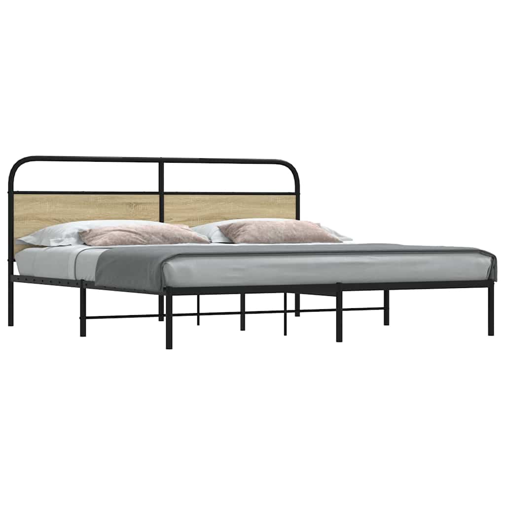 Bed Frame Without Mattress Engineered Wood Sonoma Oak Length 200 cm with Headboard 200 cm