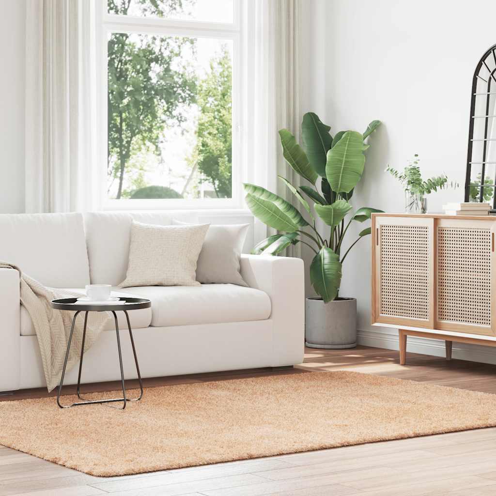 Shaggy Rug High Pile NAVARRA Polyester Beige 160 x 230 cm