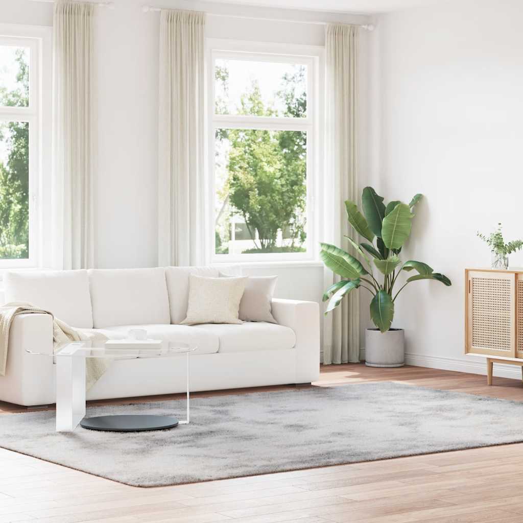 Shaggy Rug High Pile NAVARRA Polyester Silver Grey 240 x 340 cm