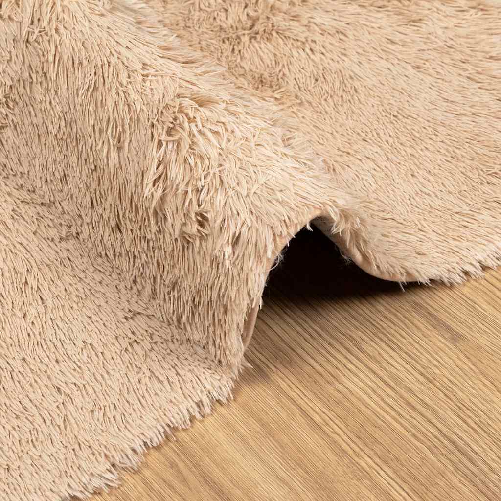 Shaggy Rug High Pile NAVARRA Polyester Beige 200 x 200 cm
