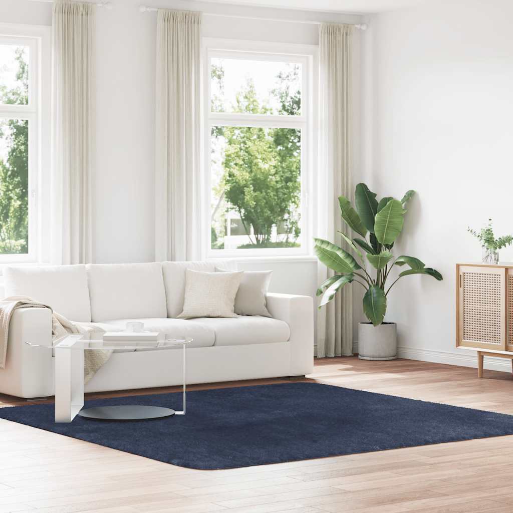 Shaggy Rug High Pile NAVARRA Polyester Navy 240 x 240 cm