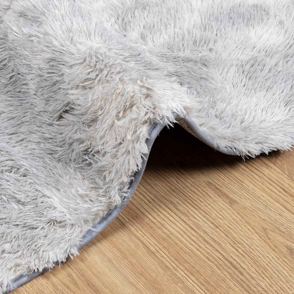 Shaggy Rug High Pile NAVARRA Polyester Silver Grey 240 x 240 cm