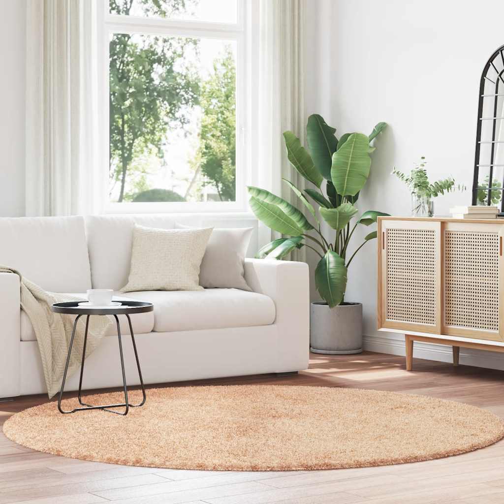 Shaggy Rug High Pile NAVARRA Polyester Beige Ø 200 cm