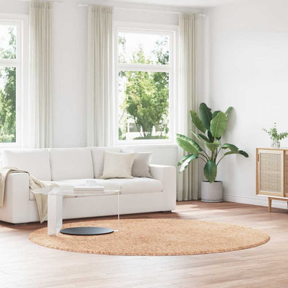 Shaggy Rug High Pile NAVARRA Polyester Beige Ø 240 cm