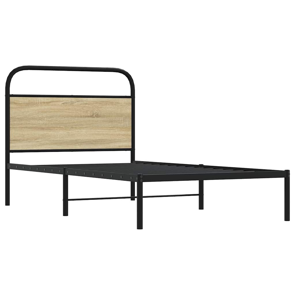 Bed Frame Without Mattress Engineered Wood Sonoma Oak Length 200 cm with Headboard 90 cm