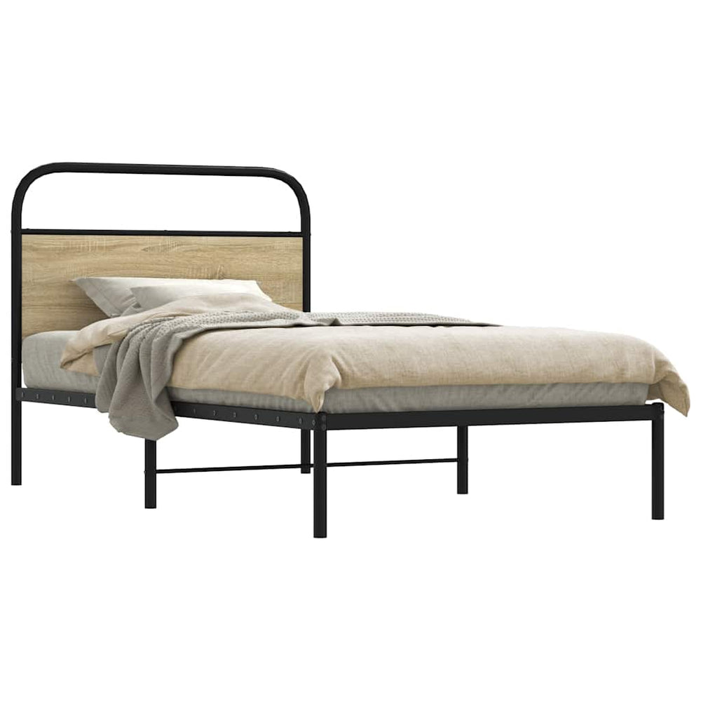 vidaXL Bed Frame Without Mattress Engineered Wood Sonoma Oak Length 200 cm with Headboard