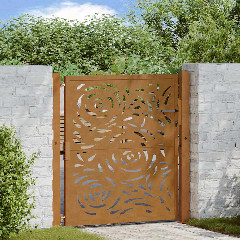 vidaXL Garden Gate Weathering Steel Weathering steel/brown 100 x 100 cm