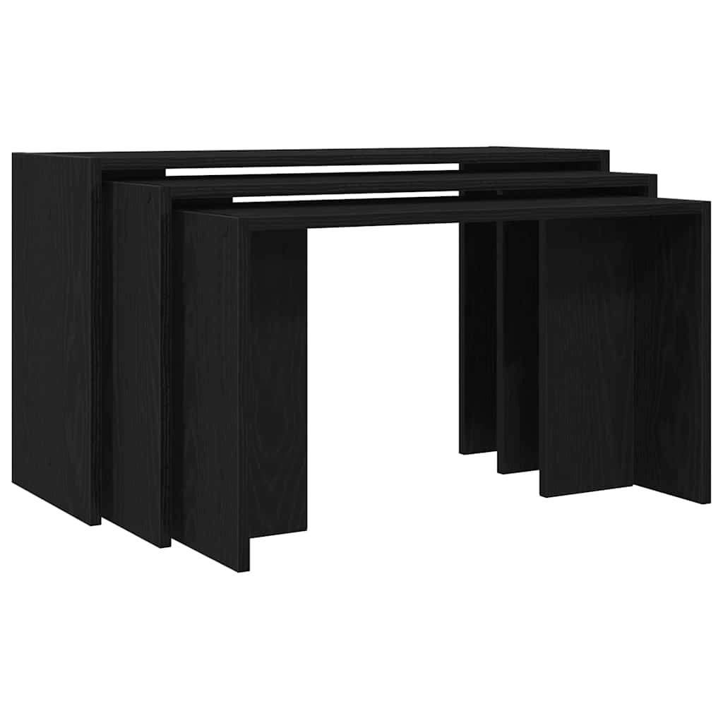 Nesting Tables 3 pcs Engineered Wood Black