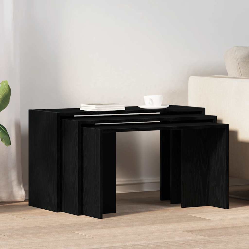 Nesting Tables 3 pcs Engineered Wood Black