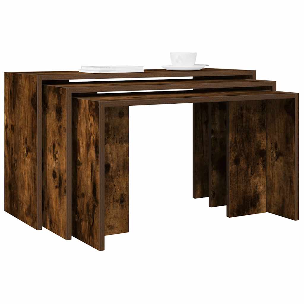 Nesting Tables 3 pcs Engineered Wood Smoked oak
