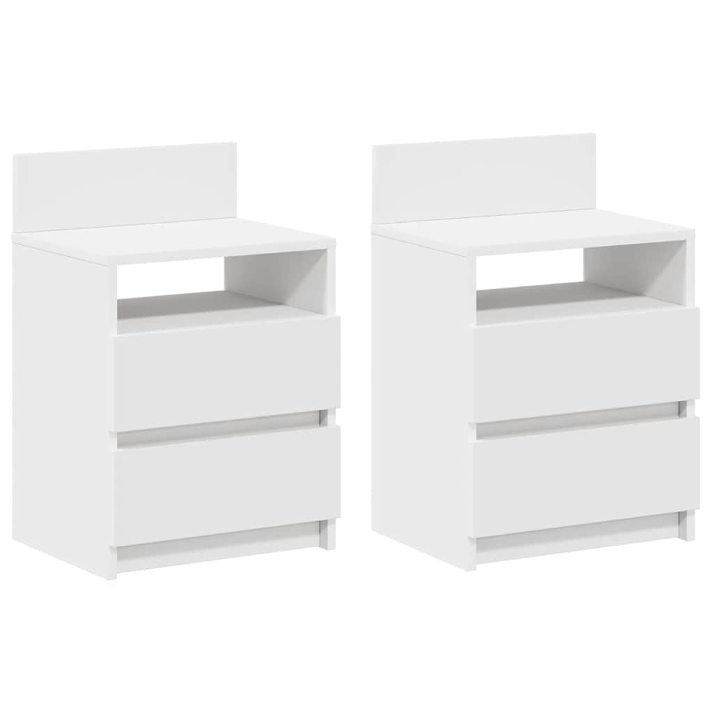Bedside Cabinets with Drawers 40x33x60 cm White
