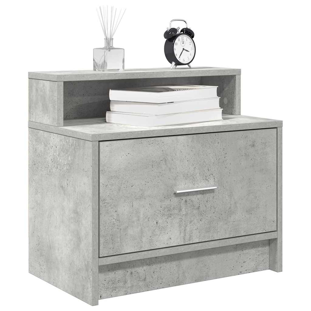 Bedside Cabinets with Drawer 51x31x47 cm Concrete grey