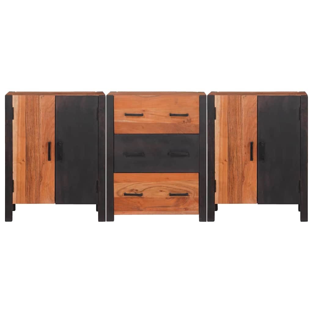 vidaXL Sideboard 3 pcs Brown 55 x 30 x 75 cm Solid Acacia Wood 6