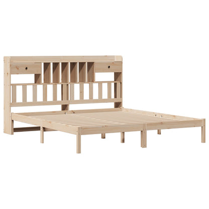 Bookcase Bed without Mattress Solid Wood Pine Natural 180 cm 200 cm