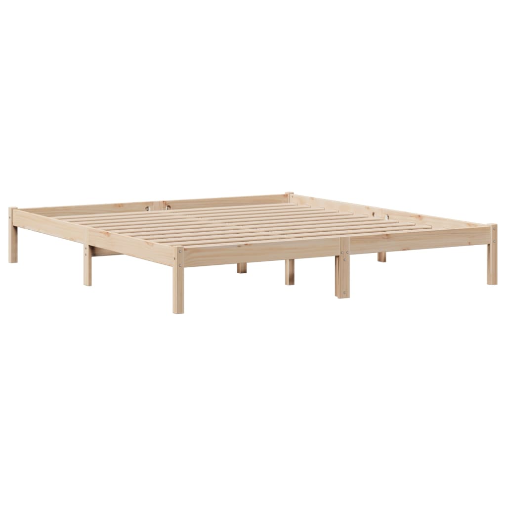 Bookcase Bed without Mattress Solid Wood Pine Natural 180 cm 200 cm