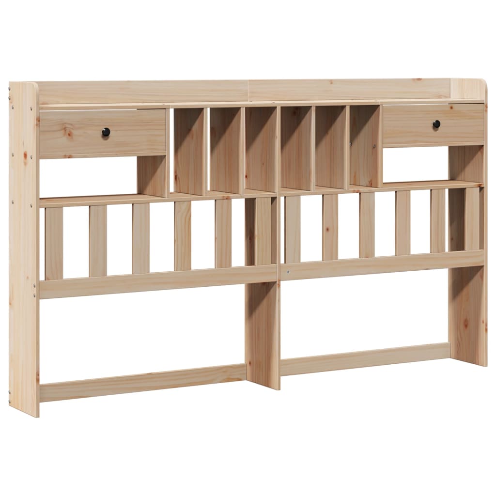 Bookcase Bed without Mattress Solid Wood Pine Natural 180 cm 200 cm