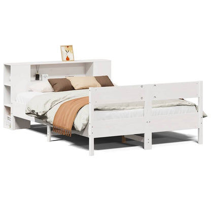 Bookcase Bed without Mattress Solid Wood Pine White 150 cm 200 cm
