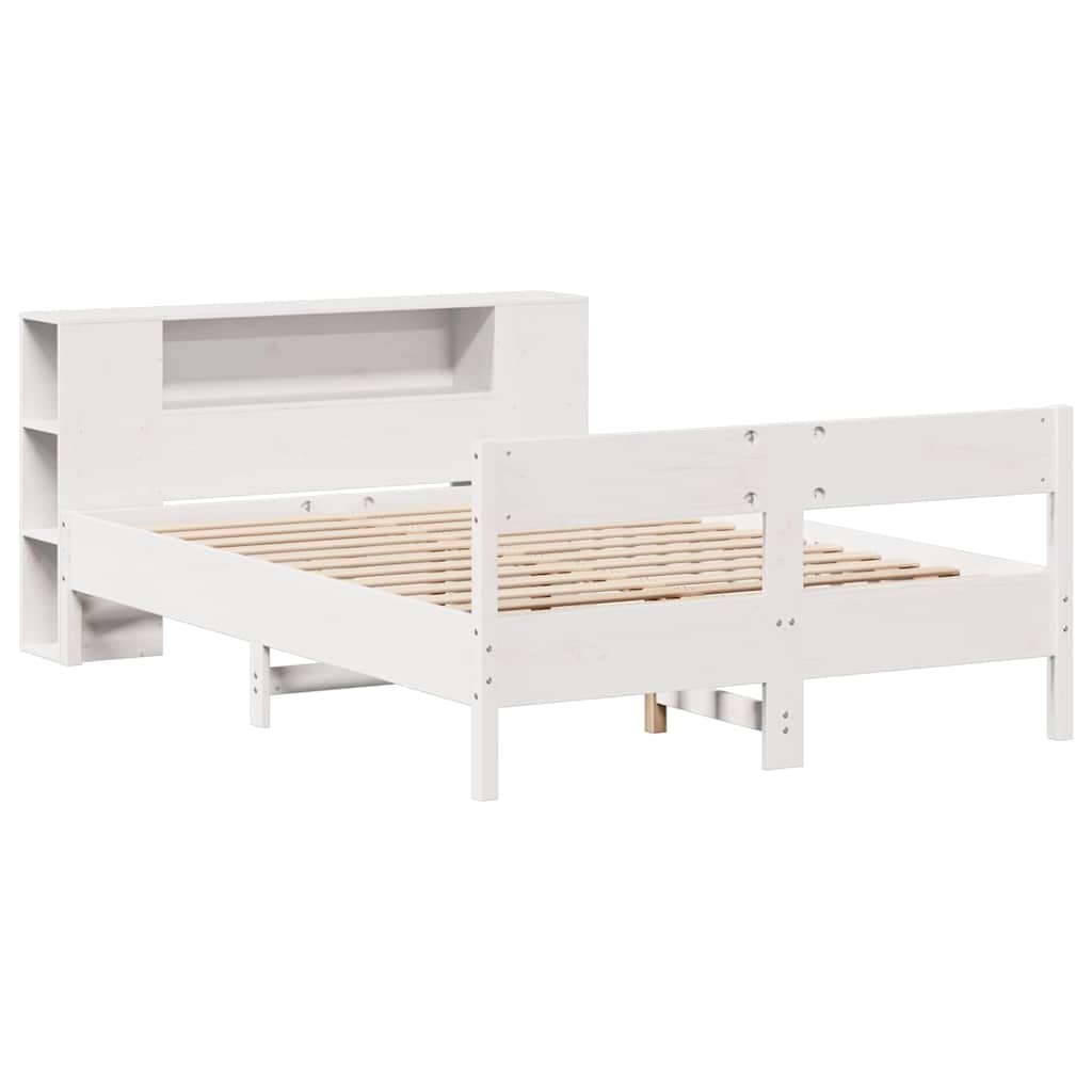 Bookcase Bed without Mattress Solid Wood Pine White 150 cm 200 cm