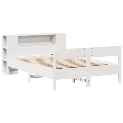 Bookcase Bed without Mattress Solid Wood Pine White 150 cm 200 cm