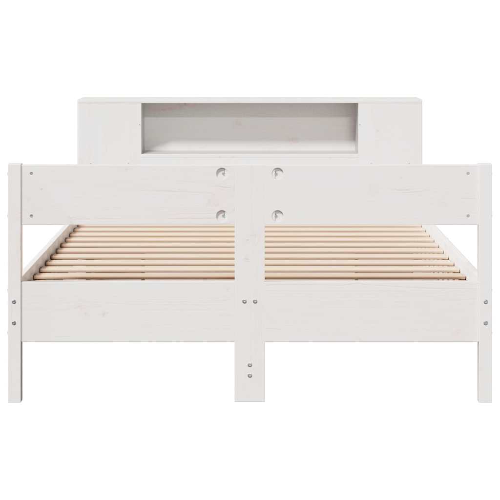 Bookcase Bed without Mattress Solid Wood Pine White 150 cm 200 cm