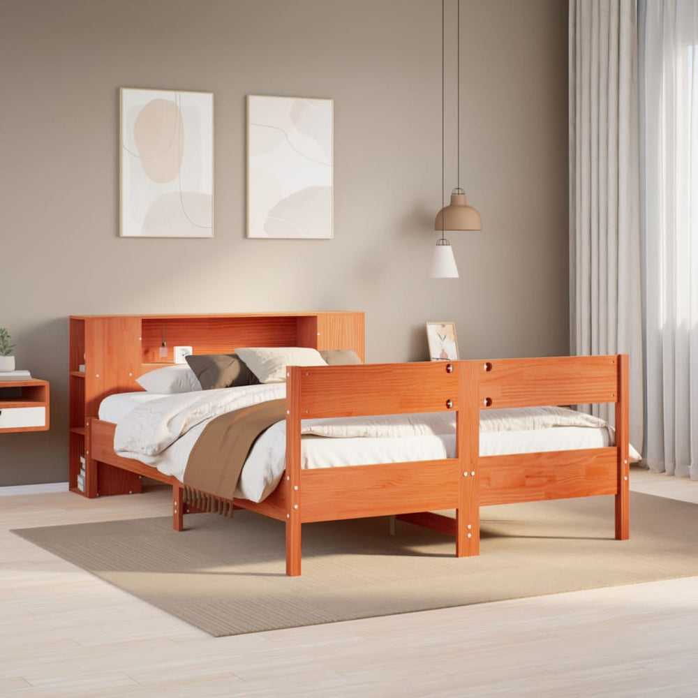 vidaXL Bookcase Bed without Mattress Solid Wood Pine
