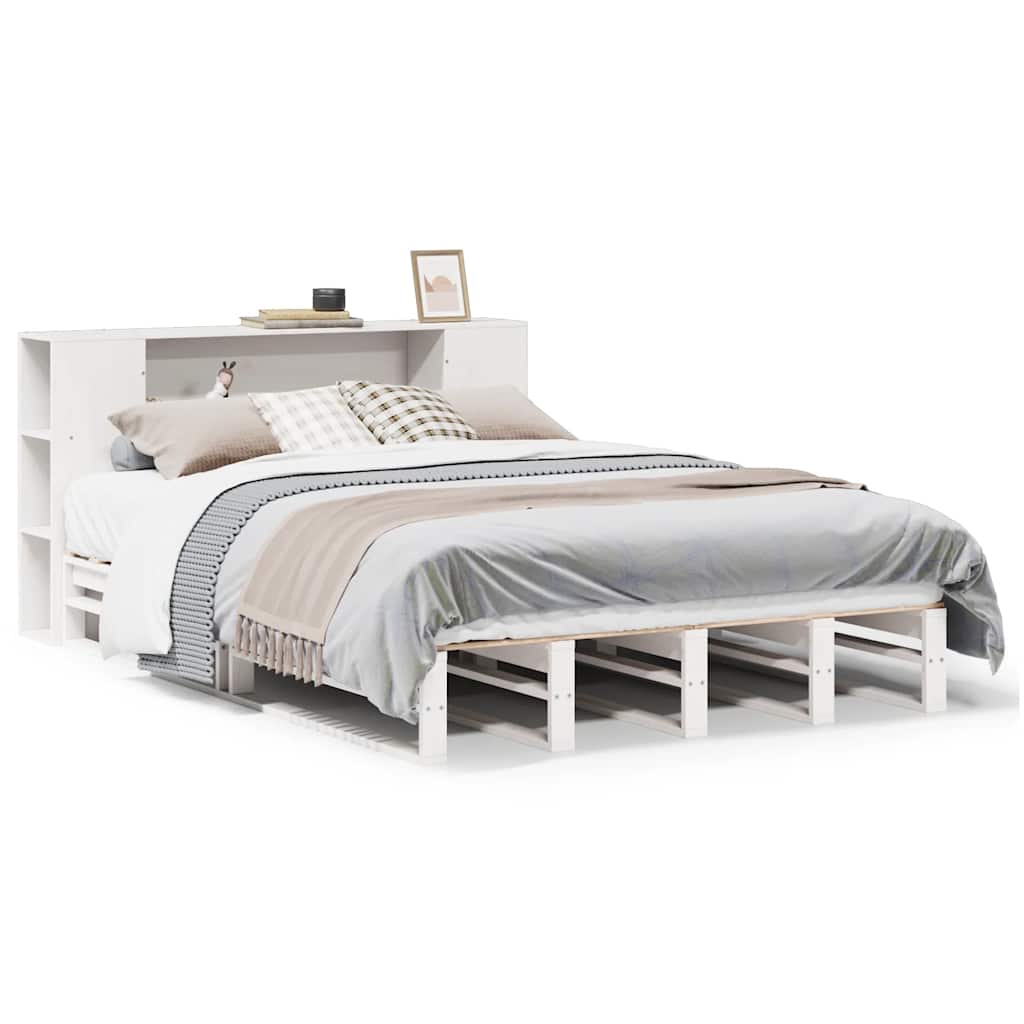 Bookcase Bed without Mattress Solid Wood White 150 cm 200 cm