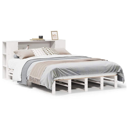 Bookcase Bed without Mattress Solid Wood White 150 cm 200 cm