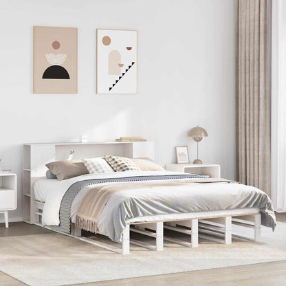 Bookcase Bed without Mattress Solid Wood White 150 cm 200 cm