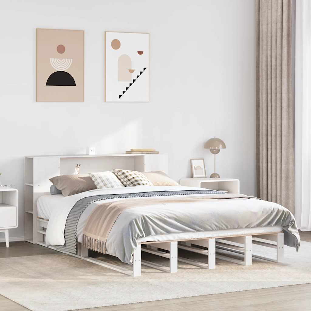 Bookcase Bed without Mattress Solid Wood White 160 cm 200 cm